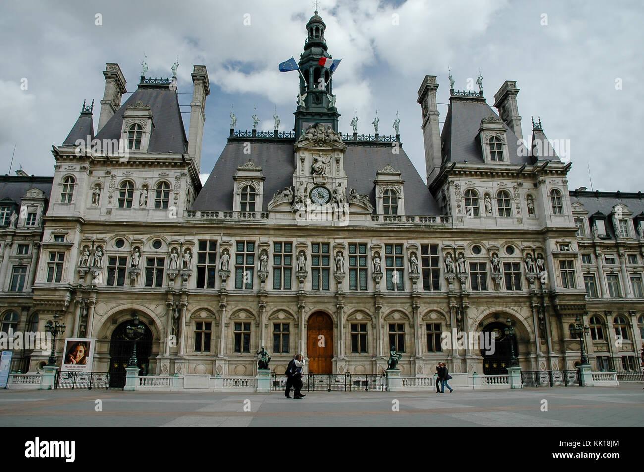 The Hôtel de Ville building is a house of Paris`s local administration with mayor of Paris Stock Photo